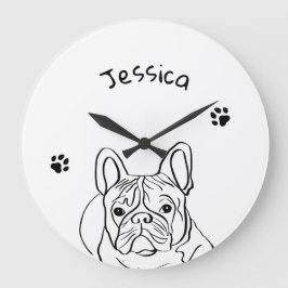 Stilvoll Bulldog Minimalistisch Große Wanduhr