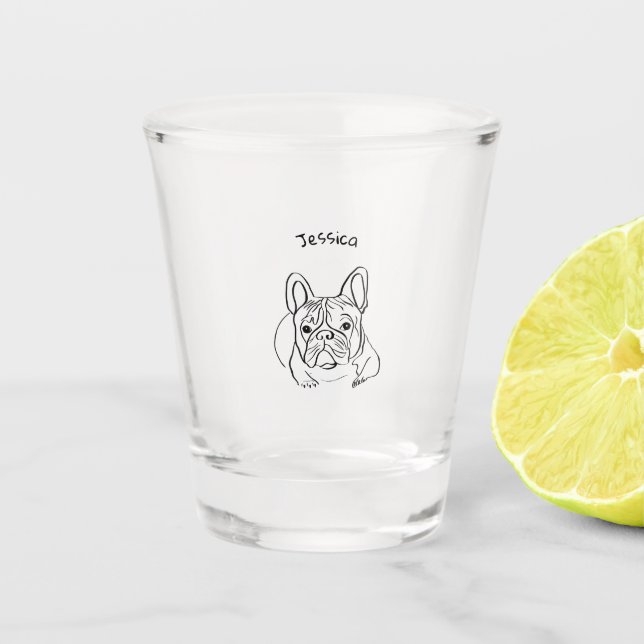 Stilvoll Bulldog Minimalistisch Schnapsglas (Vorderseite)