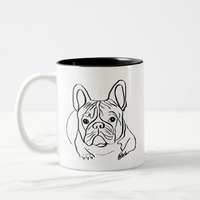 Stilvoll Bulldog Minimalistisch Zweifarbige Tasse (Links)