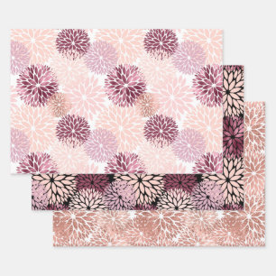 Stilvoll Chic Pink Floral Geschenkpapier Set