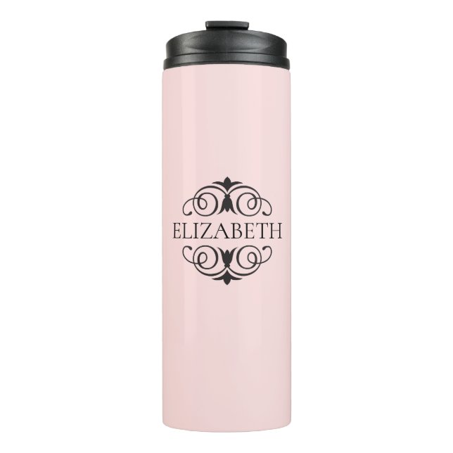 Stilvoll Chic Pink Monogram Thermosbecher (Vorderseite)