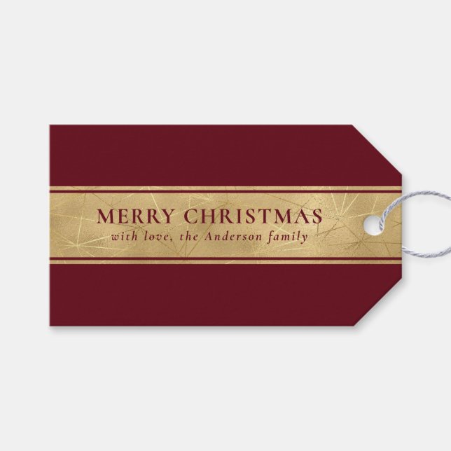 Stilvoll Chic Simple Red and Imitats Gold Weihnach Geschenkanhänger (Vorderseite (Horizontal))