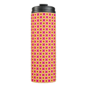 Stilvoll Chic Yellow and Hot Pink Polka Dot Thermosbecher