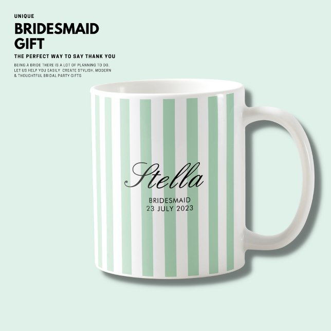 Stilvoll Classic Elegante Grüne Streifen Kaffeetasse (Von Creator hochgeladen)