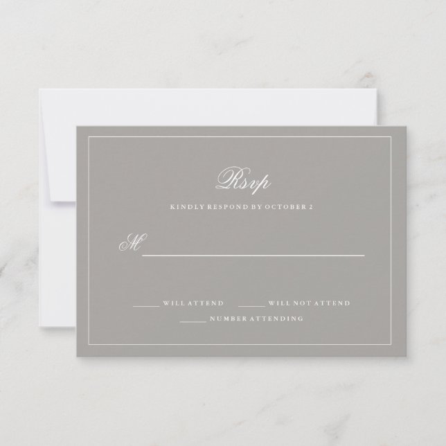 Stilvoll Deep Gray Wedding RSVP (Vorderseite)