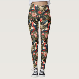 Stilvoll dekorierte Muster für Vintage Vögel und B Leggings