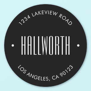 Stilvoll editierbarer Nachname & kreisförmiger Tex Runder Aufkleber