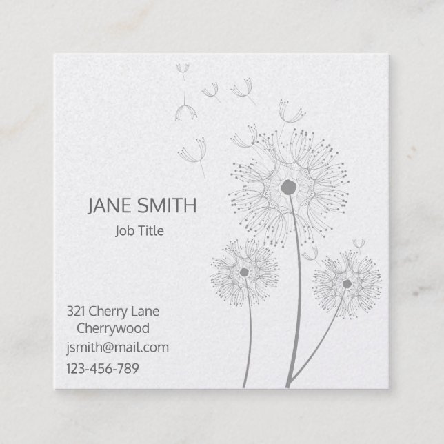 Stilvoll, einfach, modern und mit Blumen anpassbar Quadratische Visitenkarte (Vorderseite)