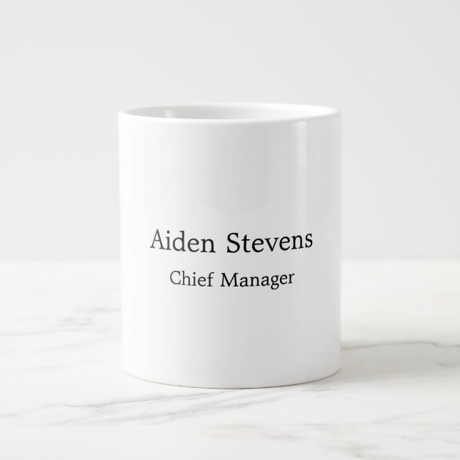 Stilvoll Einfach Schlicht Schwarz & Weiß Minimalis Jumbo-Tasse (Vorderseite)