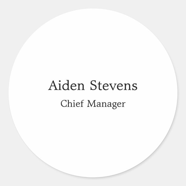 Stilvoll Einfach Schlicht Schwarz & Weiß Minimalis Runder Aufkleber (Vorderseite)