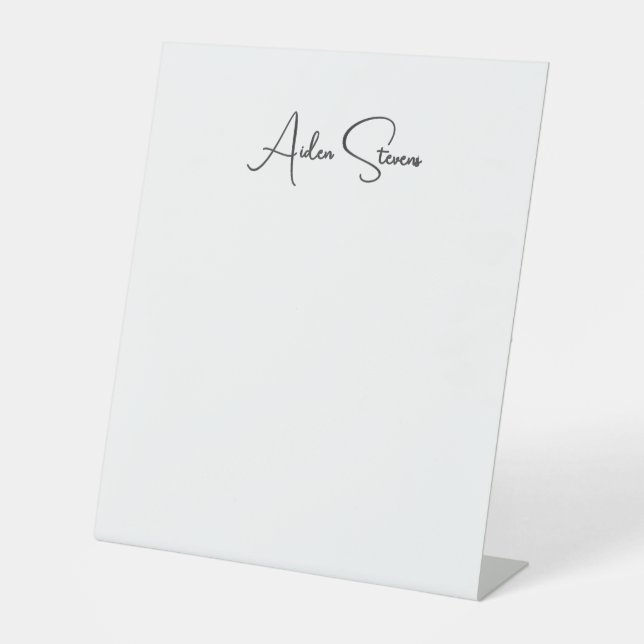 Stilvoll Einfache Schlichte Schwarz-Weiß-Minimalis Sockelschild (Vorderseite)