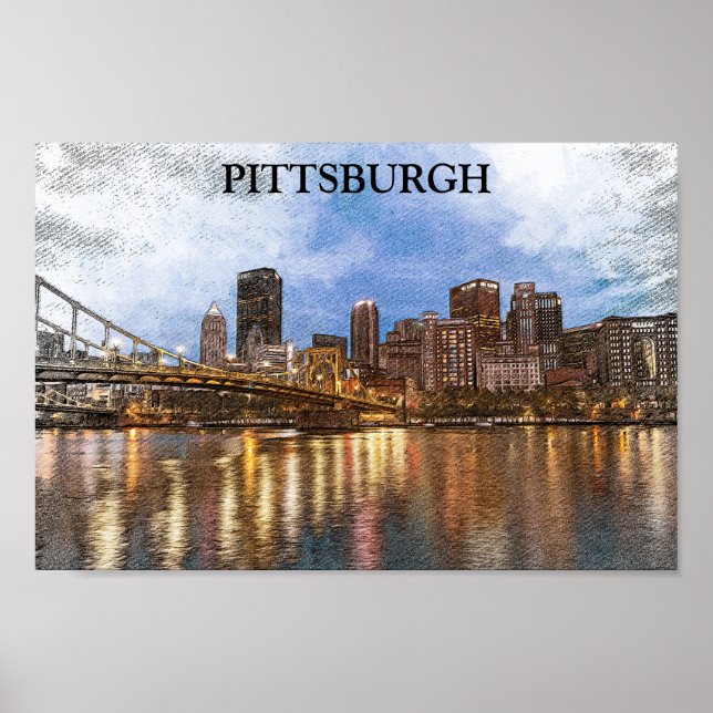 Stilvoll eingerichtetes Stadtviertel Pittsburgh Poster (Vorne)