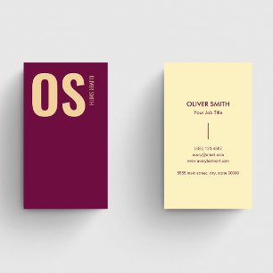 Stilvoll Einziges Burgundy Beruflich Monogram Visitenkarte