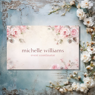Stilvoll Elegant Chic Pink Blume Blumen Visitenkarte