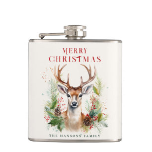 Stilvoll & elegant Deer Christmas Gärten Custom Flachmann