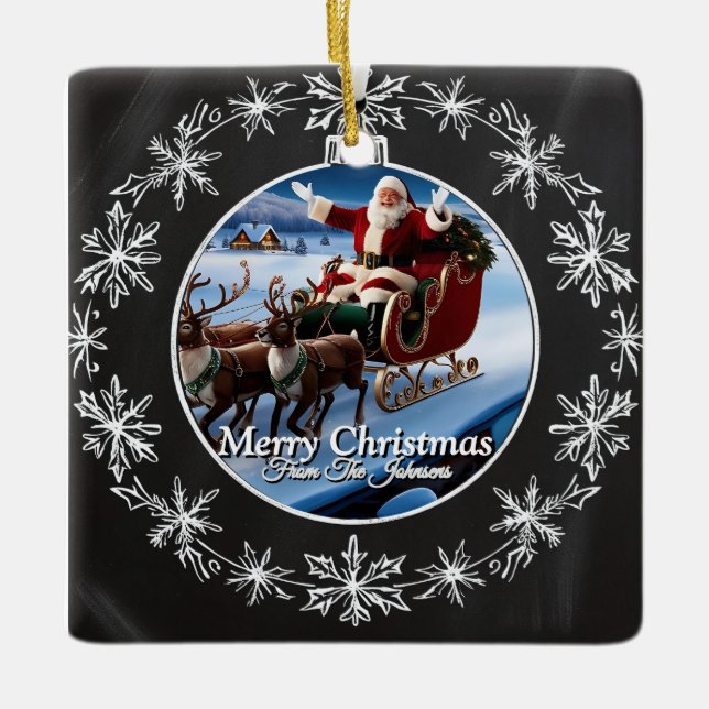 Stilvoll Elegant Einfache Vintage Weihnachtszeit Keramikornament (Vorderseite)