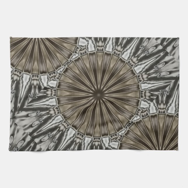 Stilvoll Elegant Kaleidoskop Design Brown Gray Geschirrtuch (Horizontal)