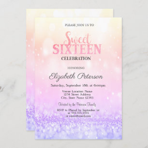 Stilvoll Elegant Ombre Glitzer Bokeh Sweet 16 Einladung