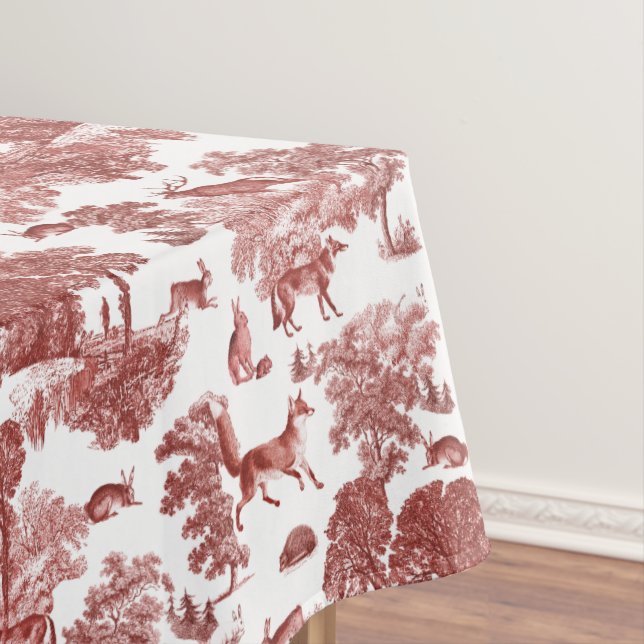 Stilvoll Elegant Red Toile Fox Rabbit Tischdecke (Beispiel)