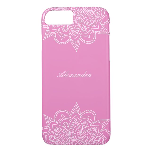 Stilvoll & elegant Rosa Ice & White Mandala Lace Case-Mate iPhone Hülle (Rückseite)