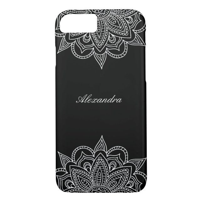 Stilvoll & elegant Schwarz & Weiß Mandala Lace Case-Mate iPhone Hülle (Rückseite)