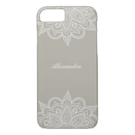 Stilvoll & elegant Taupe & White Mandala Lace Case-Mate iPhone Hülle