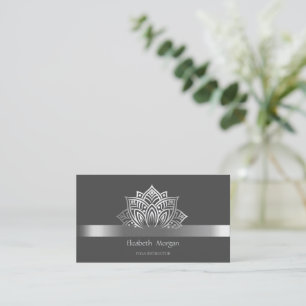 Stilvoll elegante Lotus Silber Streifen Grau Visitenkarte