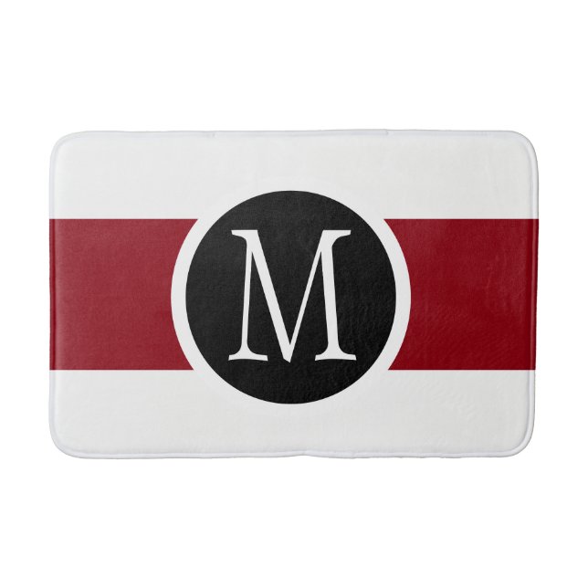 Stilvoll elegante schwarze, weiße u. rote Linie Badematte (Vorderseite)