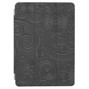 Stilvoll Etched Modern Black Paisley Floral Patter iPad Air Hülle