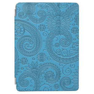 Stilvoll Etched Modern Blue Paisley Floral Muster iPad Air Hülle