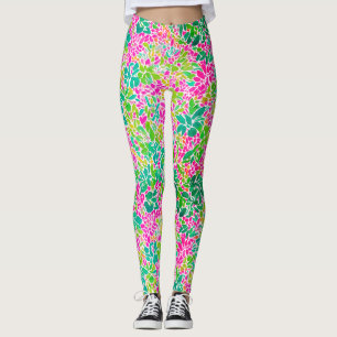 Stilvoll farbenfroh rosa florale Botanische Wasser Leggings