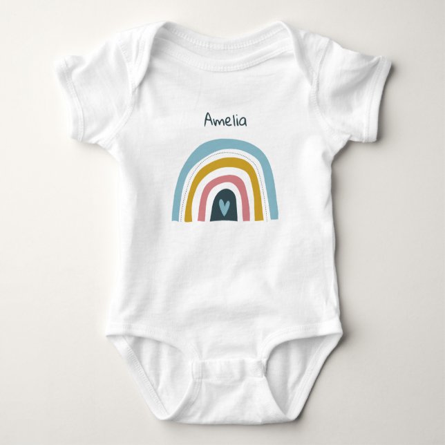 Stilvoll farbiger Regenbogen Baby Strampler (Vorderseite)