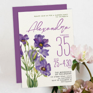 Stilvoll feminine violette lila Blumen Botanik Einladung