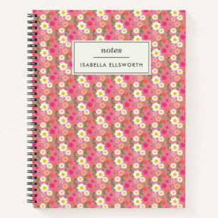 Stilvoll floral Daisy Muster Pink Personalisiert Notizbuch