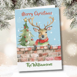 Stilvoll Funny Watercolor Rentier Weihnachtsbaum Karte