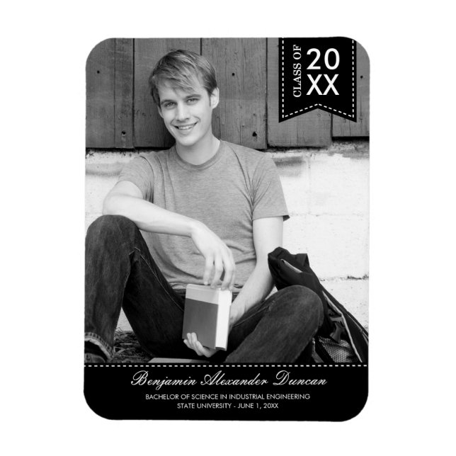 Stilvoll gehefteter Abschluss Announcement Magnet (Vertikal)