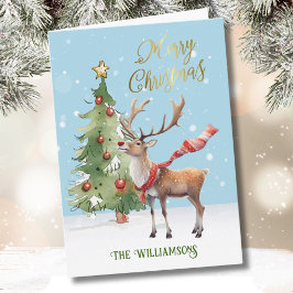 Stilvoll gekleideter Rentierbaum Karte