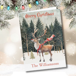 Stilvoll gekleidetes Rentier Tree Car Karte