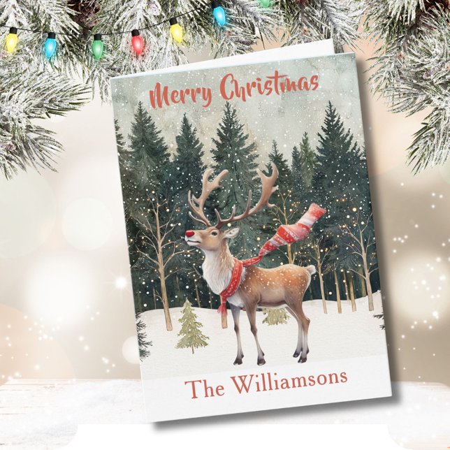 Stilvoll gekleidetes Rentier Tree Car Karte (Von Creator hochgeladen)