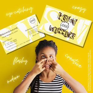 Stilvoll gelb weiß und braun mit Logomonogramm Visitenkarte