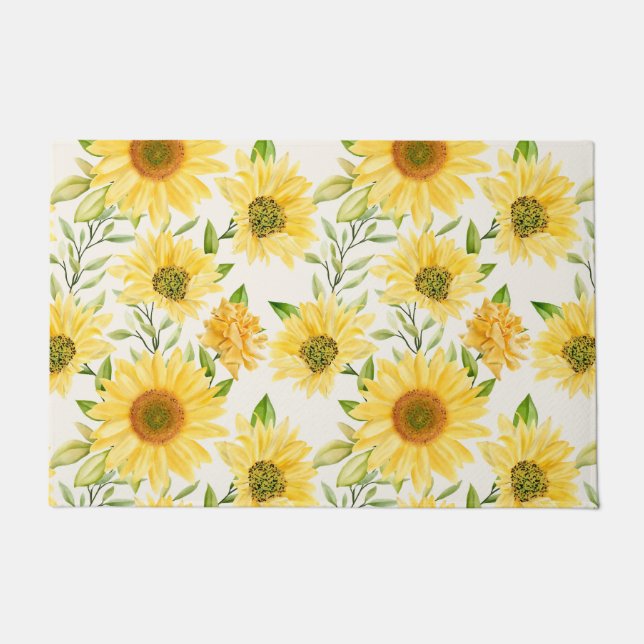 Stilvoll gelbe Sonnenblumenmuster Fußmatte (Vorderseite)