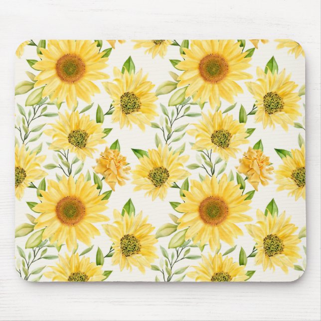 Stilvoll gelbe Sonnenblumenmuster Mousepad (Vorne)