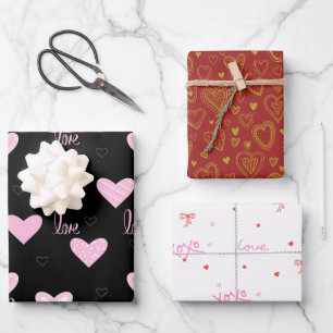 Stilvoll gemischter Valentinstag Geschenkpapier Set
