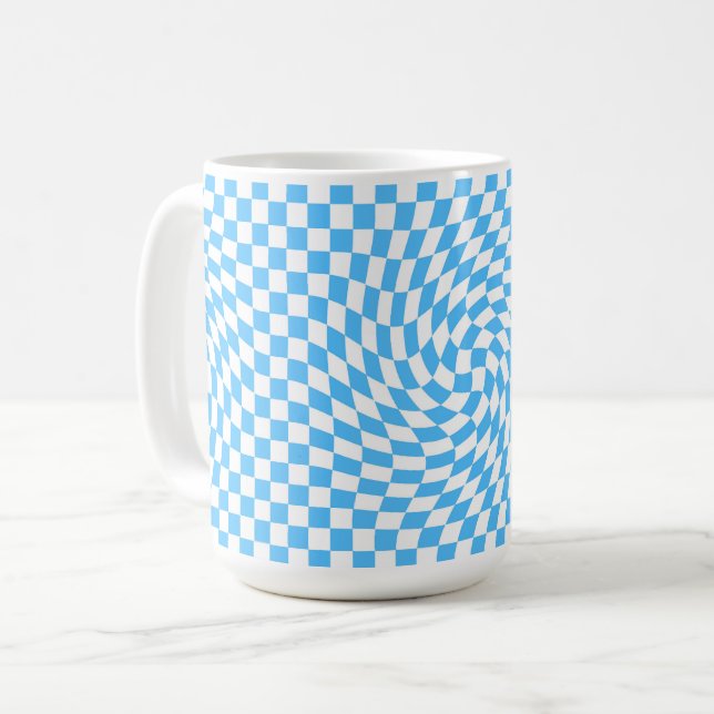 Stilvoll gepolstertes Muster Blau & Weiß Kaffeetasse (Vorderseite Links)