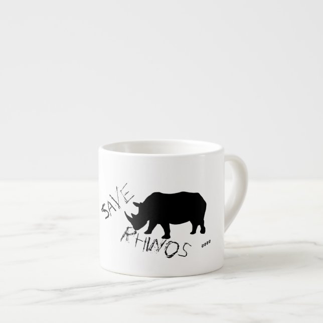 Stilvoll Gerettet Rhinos Espresso Kaffee Tasse Cup (Vorderseite Rechts)