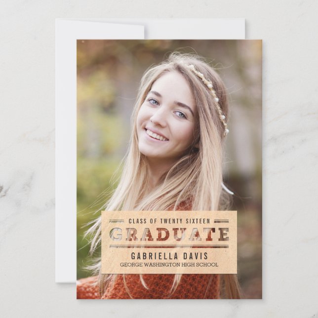 Stilvoll geschnitten Abschluss Ankündigung einlade (Vorderseite)