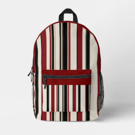Stilvoll gestreift Schwarz Rot Creme Bedruckter Rucksack