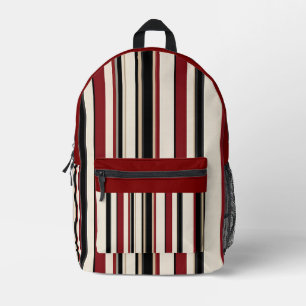 Stilvoll gestreift Schwarz Rot Creme  Bedruckter Rucksack