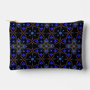 Stilvoll Girly Blue & Gold Dot Art Mandala Muster Zubehörtasche