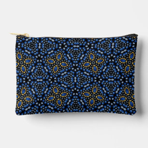 Stilvoll Girly Blue & Gold Dot Art Mandala Muster Zubehörtasche